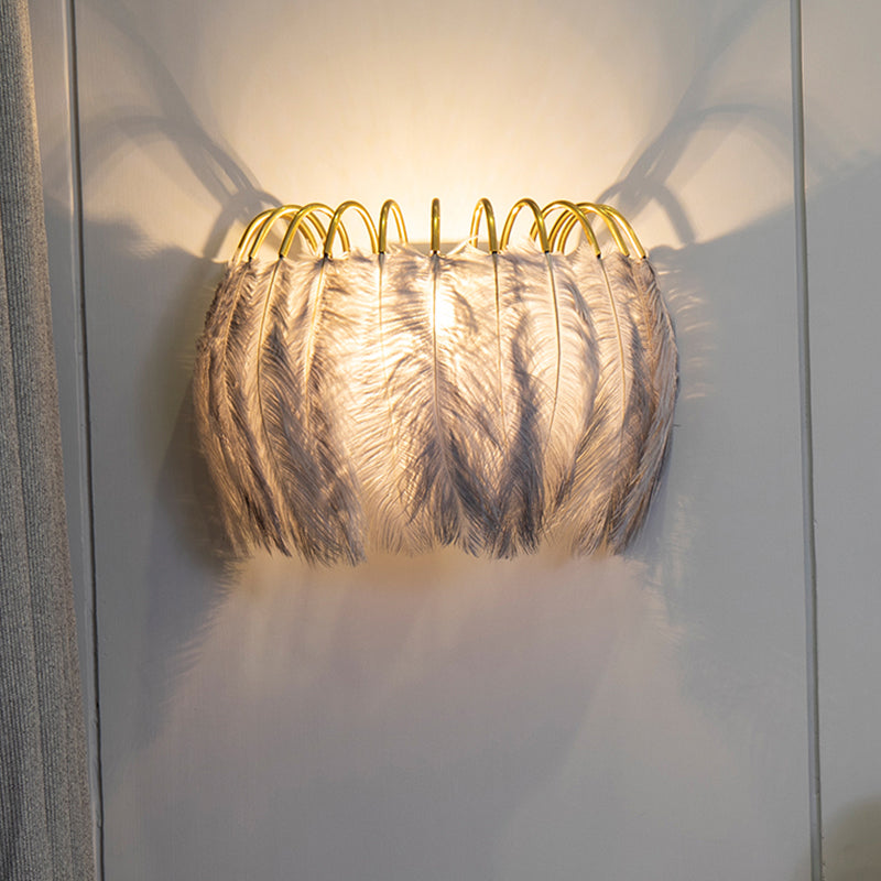 Feather Shaded Wall Mount Light Minimalist Wall Sconce Light Fixture for Living Room