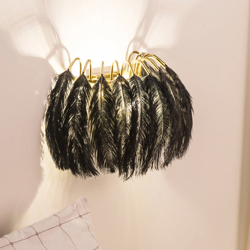 Feather Shaded Wall Mount Light Minimalist Wall Sconce Light Fixture for Living Room