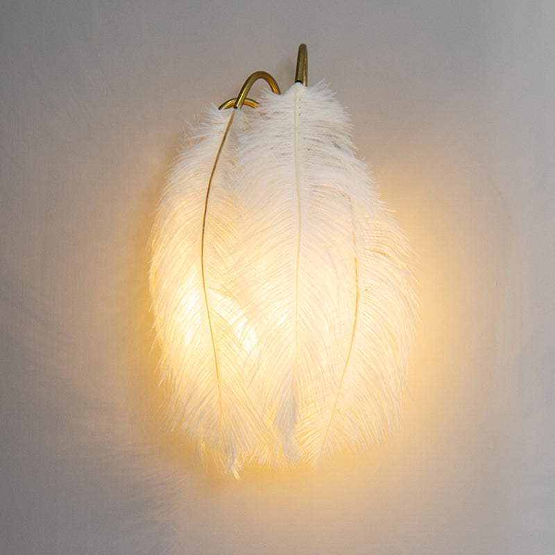 Feather Shaded Wall Mount Light Minimalist Wall Sconce Light Fixture for Living Room