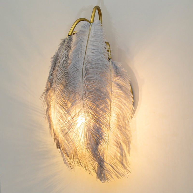 Feather Shaded Wall Mount Light Minimalist Wall Sconce Light Fixture for Living Room