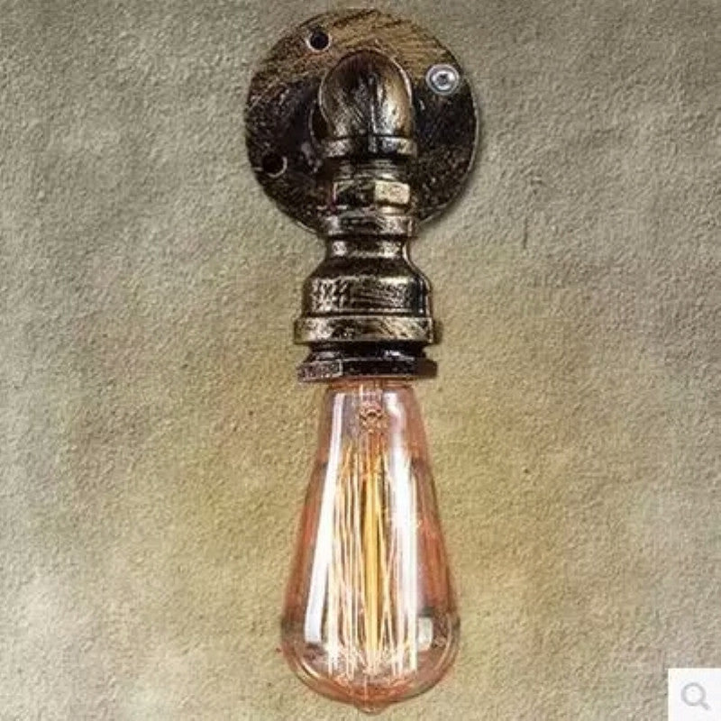 Industrial Pipe Socket Wall Light Single Metal Sconce Light Fixture for Corridor