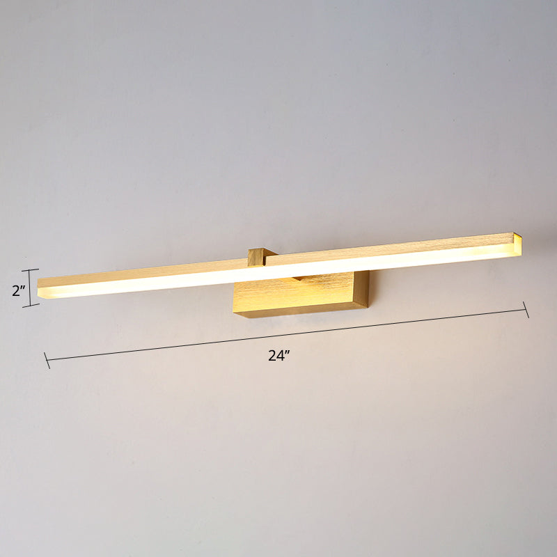 Gold Stick Shaped Bath Lighting Simplicity Metal LED Vanity Light Fixture for Bathroom
