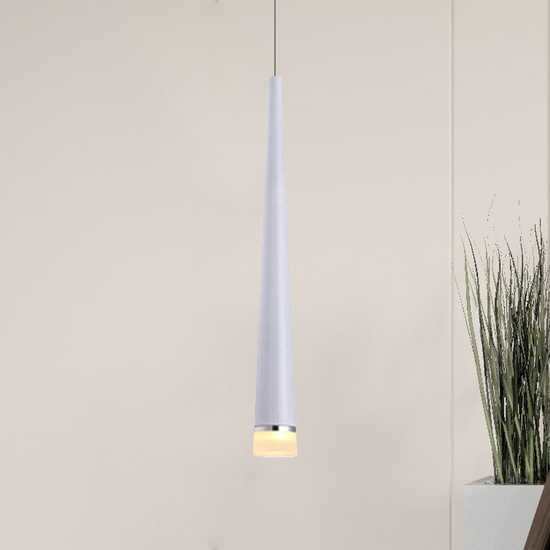 White/Black Tapered Ceiling Light Metal Minimalist LED Pendant Light Fixture in White/Warm/Neutral