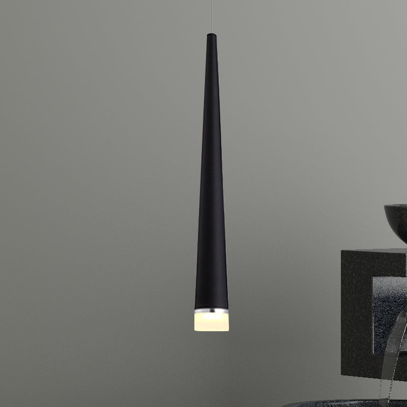 White/Black Tapered Ceiling Light Metal Minimalist LED Pendant Light Fixture in White/Warm/Neutral