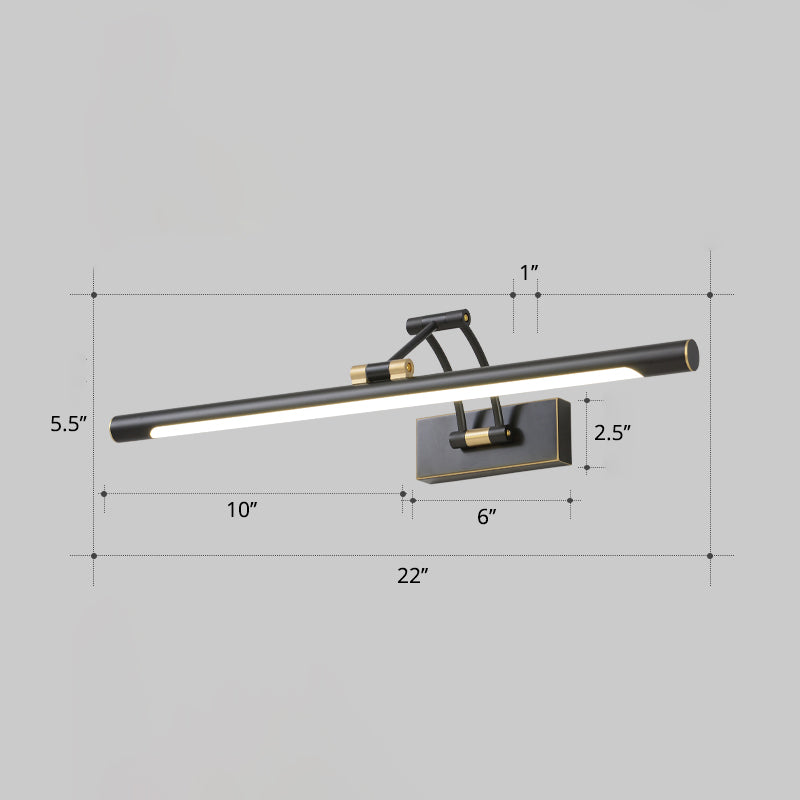 Minimalist Tube Shaped Vanity Light Fixture Acrylic LED Wall Mount Lamp with 3-Joint Swing Arm