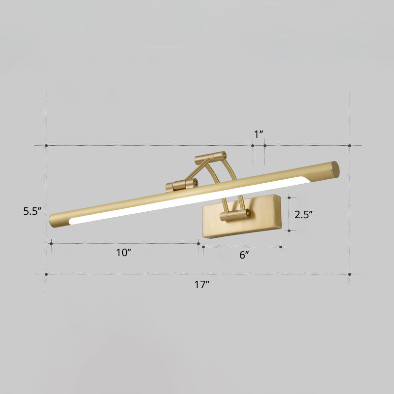Minimalist Tube Shaped Vanity Light Fixture Acrylic LED Wall Mount Lamp with 3-Joint Swing Arm