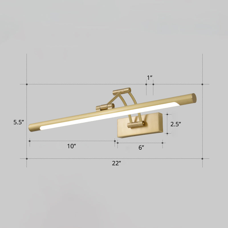 Minimalist Tube Shaped Vanity Light Fixture Acrylic LED Wall Mount Lamp with 3-Joint Swing Arm