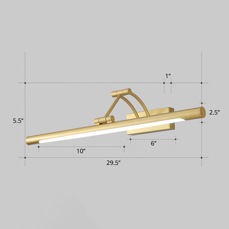 Minimalist Tube Shaped Vanity Light Fixture Acrylic LED Wall Mount Lamp with 3-Joint Swing Arm