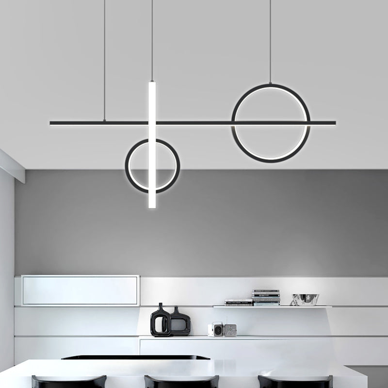 Crossed Island Pendant Light Novelty Minimalist Acrylic Black LED Suspension Light
