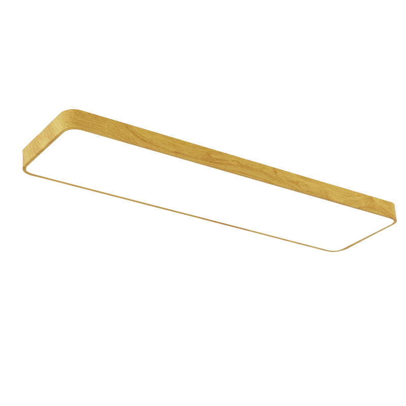 Light-Wood Grain Rectangle Flush Lamp Minimalistic LED Aluminum Flush Mount Ceiling Light