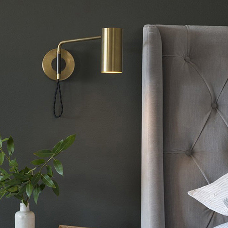 Adjustable Tubular Reading Wall Lamp Minimalistic Metal 1-Light Bedside Spotlight