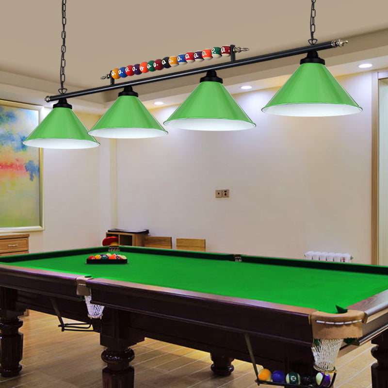 Conical Shade Billiard Lamp Industrial Style Metal Country Club Island Light with Rolled Edge