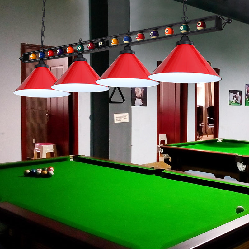 Conical Shade Billiard Lamp Industrial Style Metal Country Club Island Light with Rolled Edge