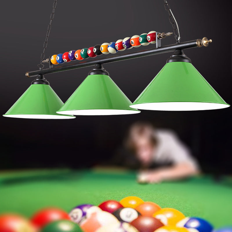 Conical Shade Billiard Lamp Industrial Style Metal Country Club Island Light with Rolled Edge