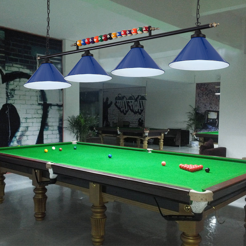Lampada da biliardo conico con l'ombra industriale in metallo country club country light con bordo arrotolato