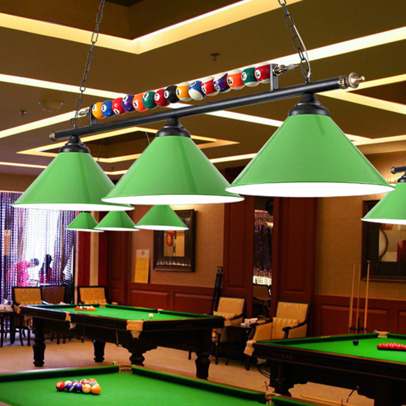 Conical Shade Billiard Lamp Industrial Style Metal Country Club Island Light with Rolled Edge