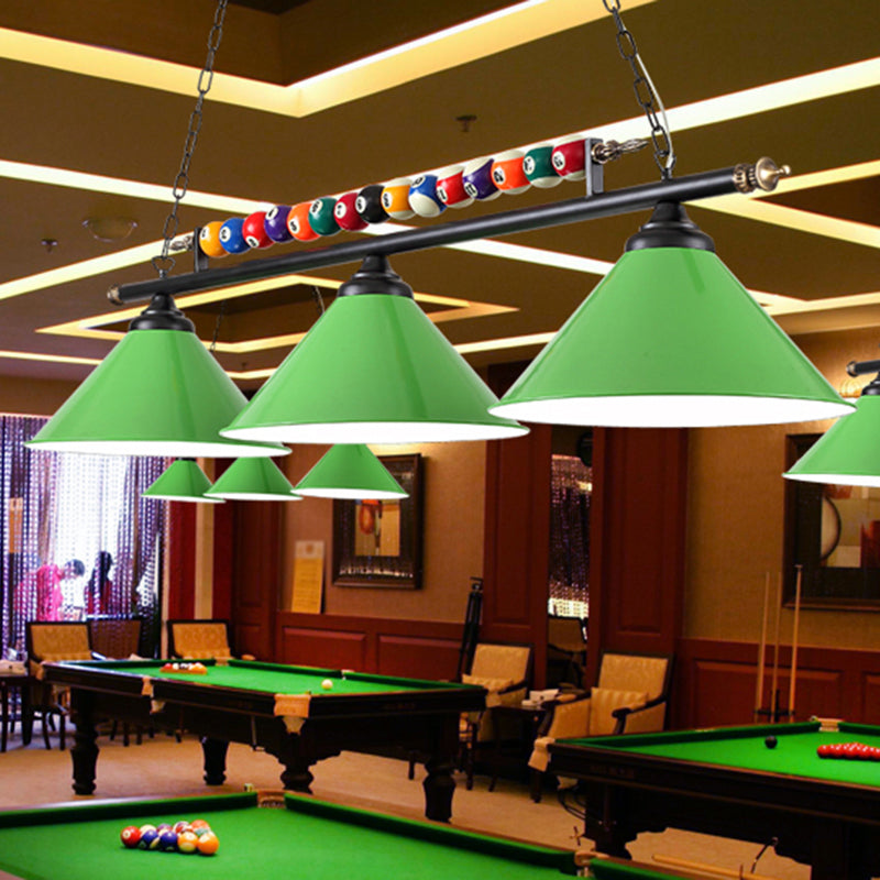 Conical Shade Billiard Lamp Industrial Style Metal Country Club Island Light with Rolled Edge