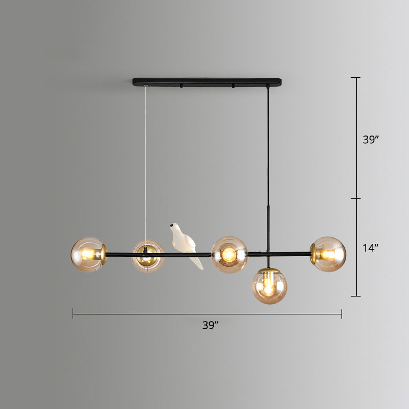 Modo Island Light Postmodern Glass 5-Light Suspended Lighting Fixture for Restaurant