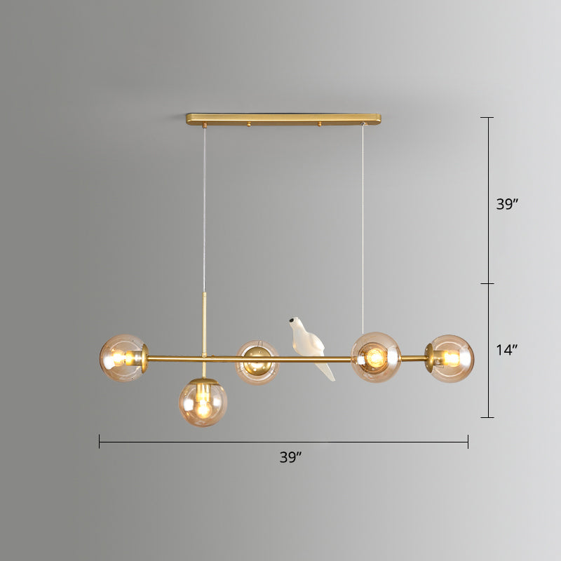 Modo Island Light Postmodern Glass 5-Light Suspended Lighting Fixture for Restaurant