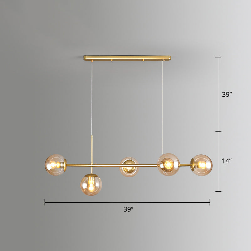 Modo Island Light Postmodern Glass 5-Light Suspended Lighting Fixture for Restaurant