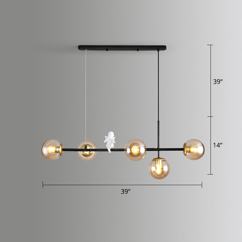 Modo Island Light Postmodern Glass 5-Light Suspended Lighting Fixture for Restaurant