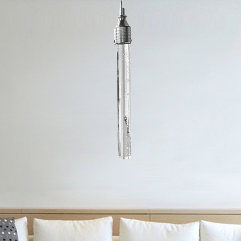 Lámpara colgante en forma de tubo Modern Clear Bubble Crystal 1 Light Suspension Colgante en luz cálida/blanca para sala de estar de bar