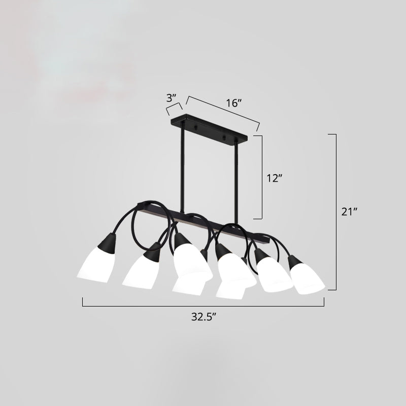 White Glass Tulip Suspension Light Modernist Island Ceiling Light for Dining Room