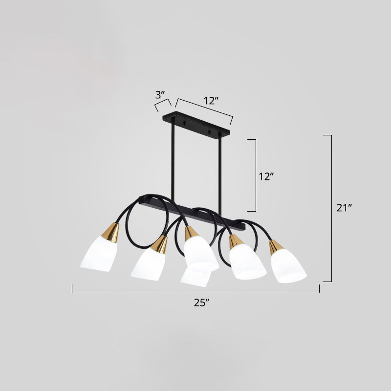 White Glass Tulip Suspension Light Modernist Island Ceiling Light for Dining Room