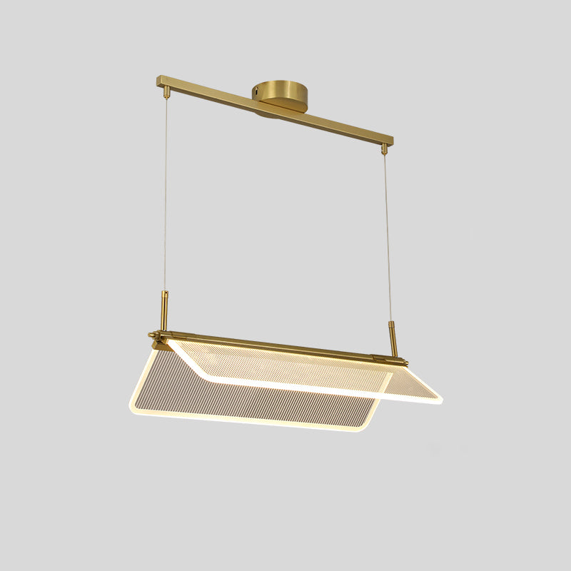 Folding Island Light Minimalistic Acrylic Dining Room Suspension Pendant Light in Gold