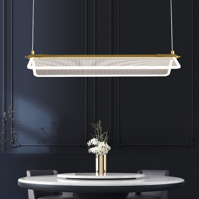 Folding Island Light Minimalistic Acrylic Dining Room Suspension Pendant Light in Gold