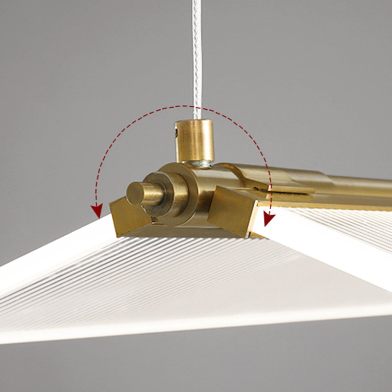 Folding Island Light Minimalistic Acrylic Dining Room Suspension Pendant Light in Gold