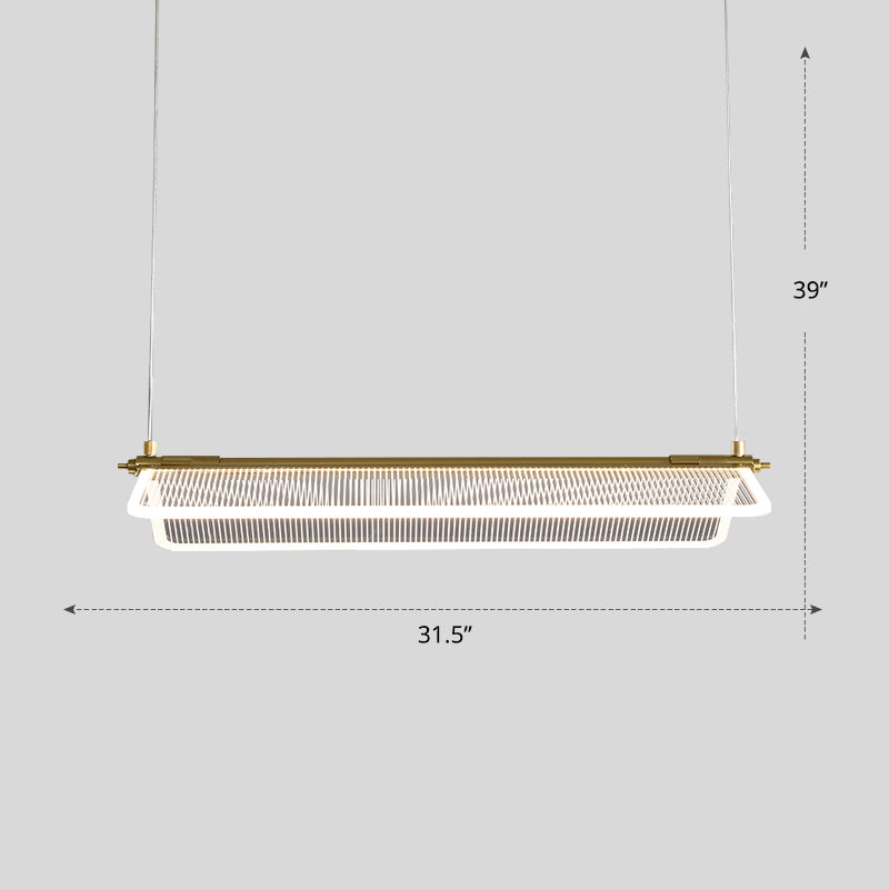 Folding Island Light Minimalistic Acrylic Dining Room Suspension Pendant Light in Gold