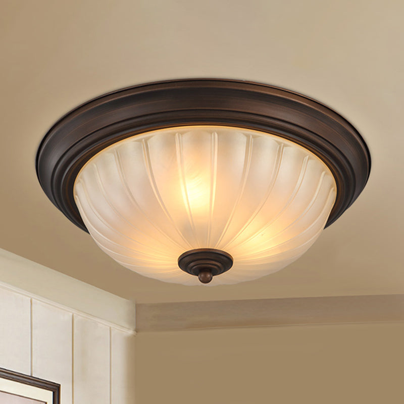Classic Dome Shaped Ceiling Lighting Frosted Glass Flush Mount Light Fixture for Bedroom