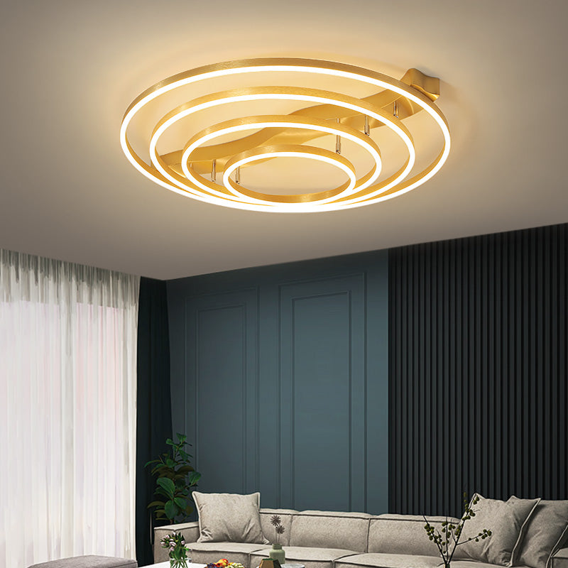 Brass multi-ring flushmount licht eenvoud led metalen plafond spoellicht voor woonkamer