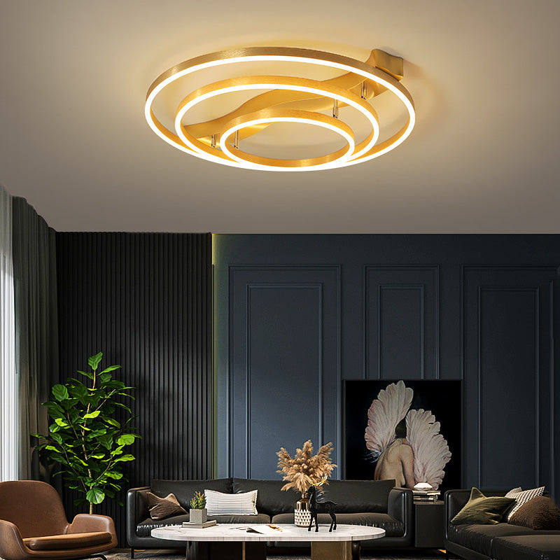 Brass multi-ring flushmount licht eenvoud led metalen plafond spoellicht voor woonkamer