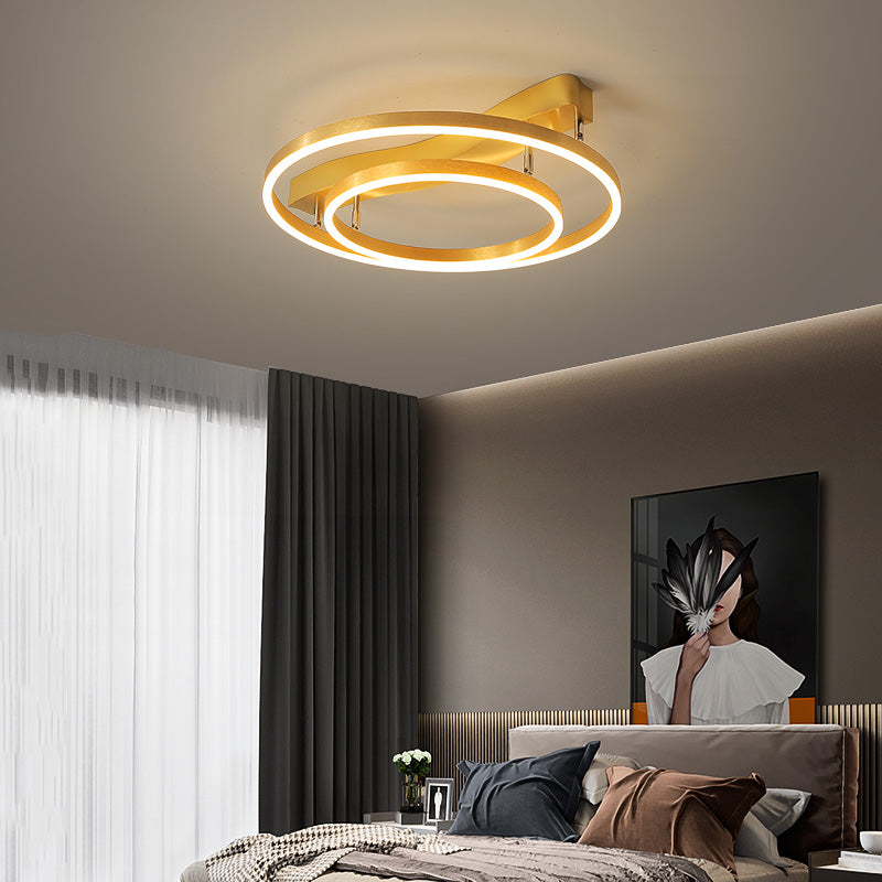 Brass multi-ring flushmount licht eenvoud led metalen plafond spoellicht voor woonkamer