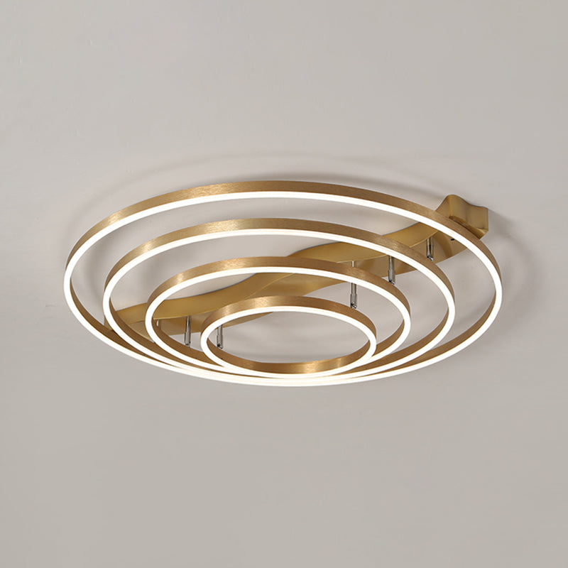 Brass multi-ring flushmount licht eenvoud led metalen plafond spoellicht voor woonkamer
