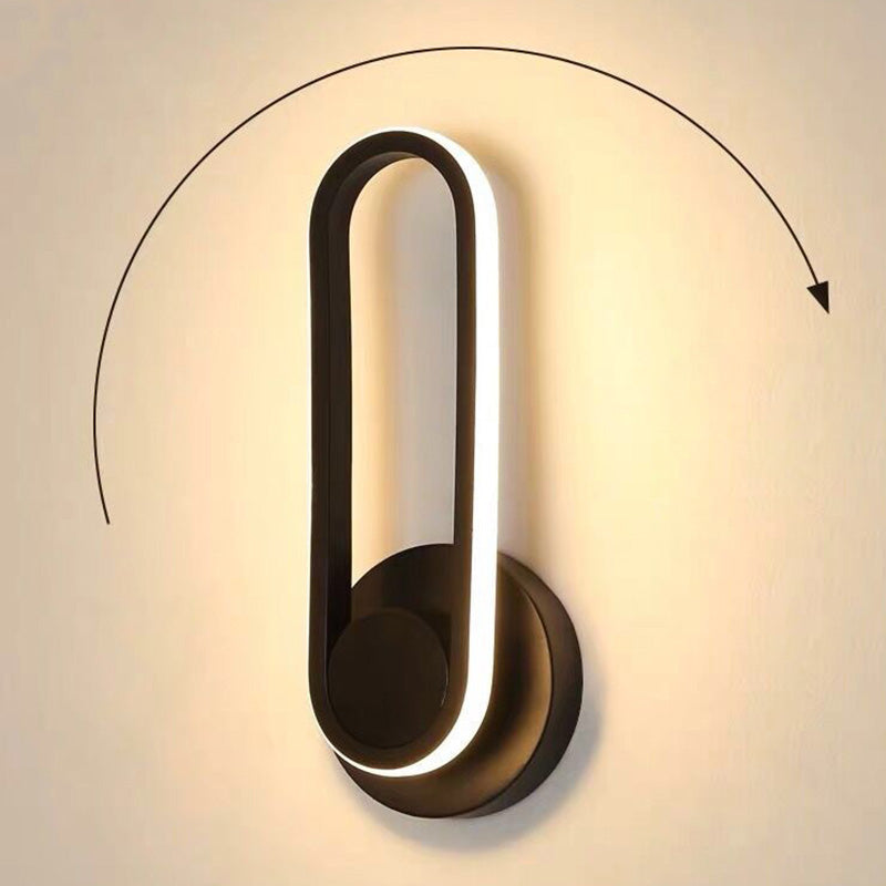 Lámpara de montaje de pared oblonga rotativa de la pared LED de metal nórdico iluminación de pared para dormitorio