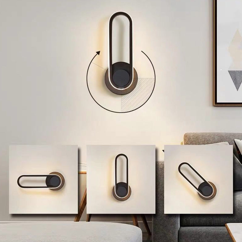 Lámpara de montaje de pared oblonga rotativa de la pared LED de metal nórdico iluminación de pared para dormitorio