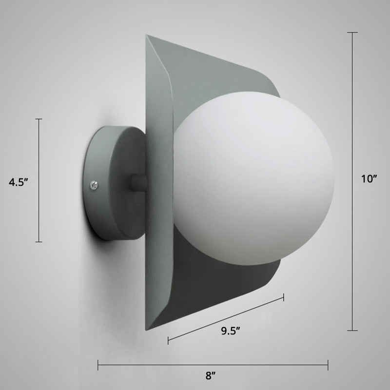 Metal Hexagonal Sconce Fixture Macaron Single Wall Mount Light with Ball Opaline Glass Shade