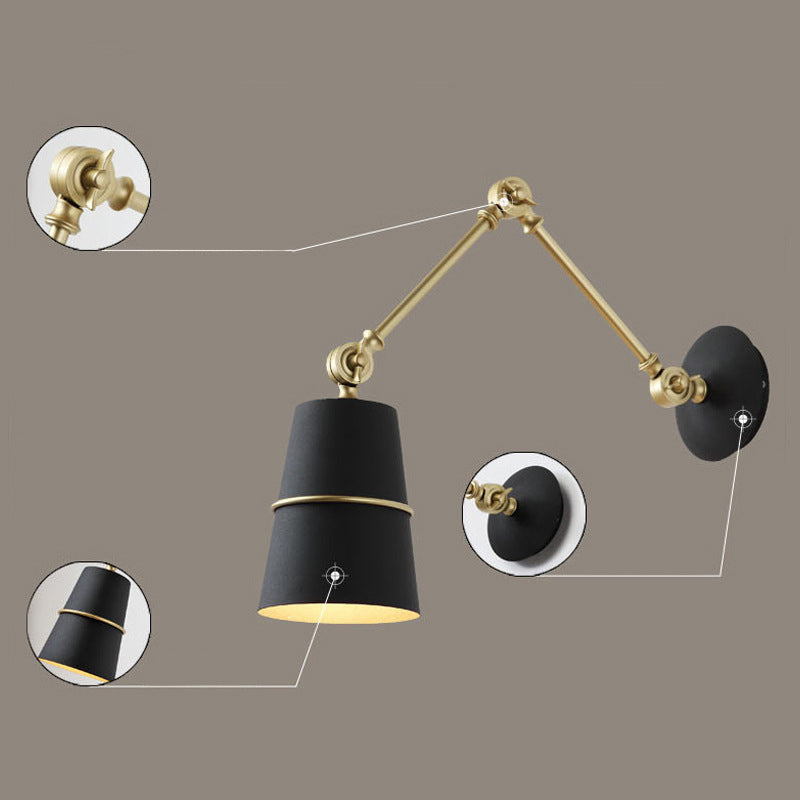 Lámpara de lectura de pared de pared de pared industrial de la pared de la pared del brazo múltiple múltiple con el tono cónico