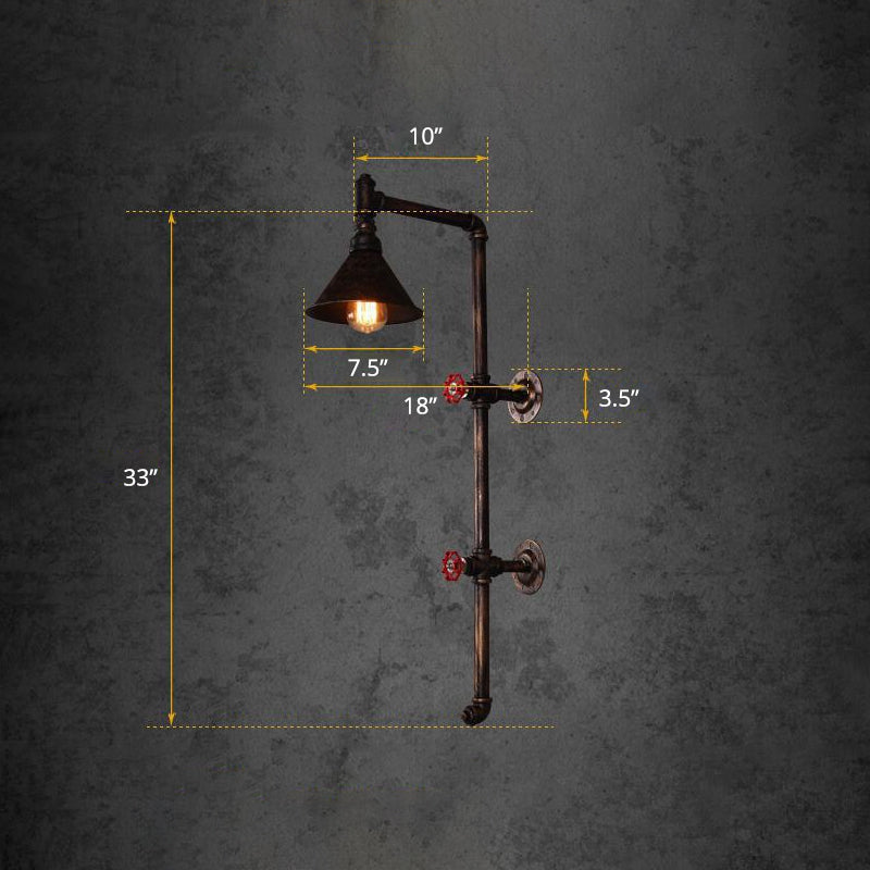 Rost konische Wandlampe Industriestil Metall 1-Licht-Korridor Wandhalterung Laterne