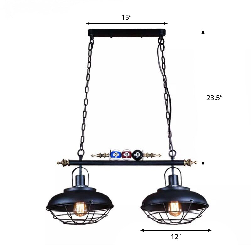 Bowl Shade Billiards Light Industrial Style Metal Island Light Fixture for Restaurant