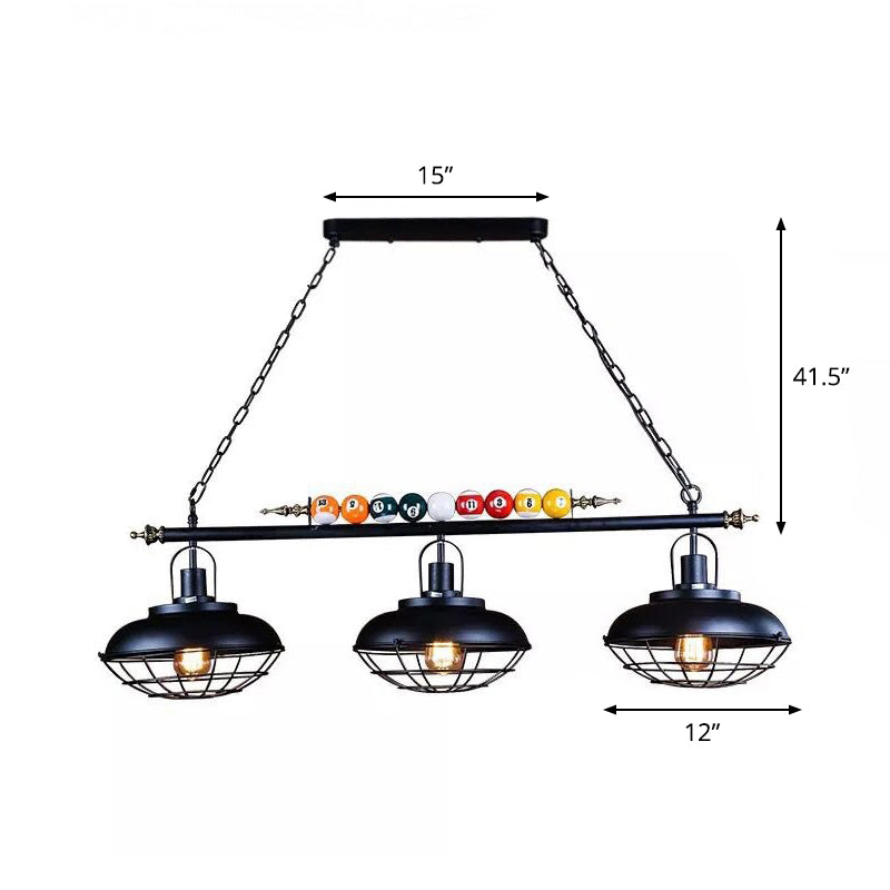 Bowl Shade Billiards Light Industrial Style Metal Island Light Fixture for Restaurant