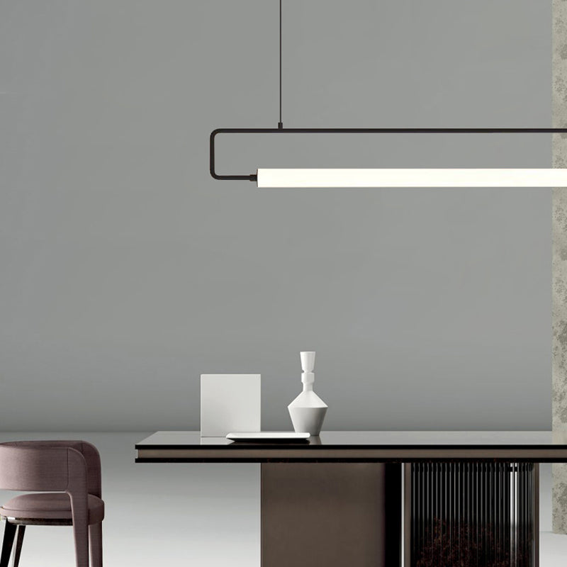 Metal Rectangle over Island Lighting Modern LED Ceiling Suspension Lamp over Dining Table