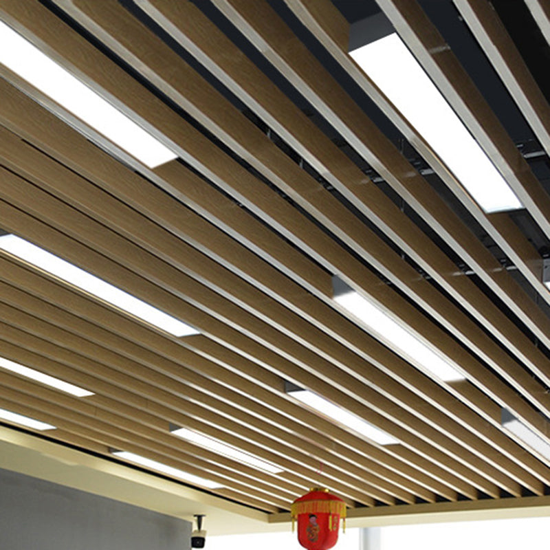 Rectangular Flush Mount Recessed Lighting Modern Aluminum Office Ceiling Light in Black