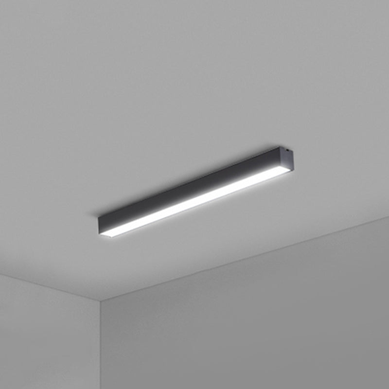 Rectangular Flush Mount Recessed Lighting Modern Aluminum Office Ceiling Light in Black