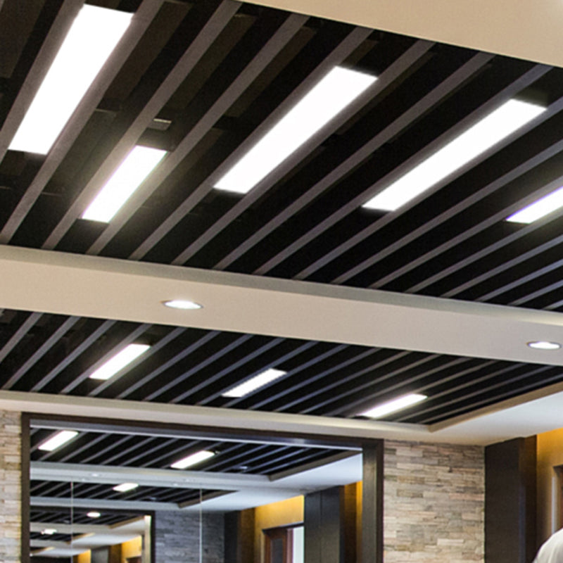 Rectangular Flush Mount Recessed Lighting Modern Aluminum Office Ceiling Light in Black