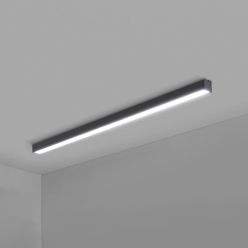 Rectangular Flush Mount Recessed Lighting Modern Aluminum Office Ceiling Light in Black