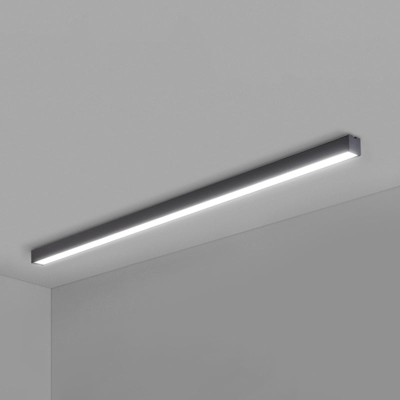 Rectangular Flush Mount Recessed Lighting Modern Aluminum Office Ceiling Light in Black